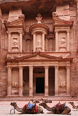 Petra, one of the New 7 Wonders of the World, contains Al-Khazneh, believed to be the mausoleum of the Nabataean King Aretas IV, 1st century AD.