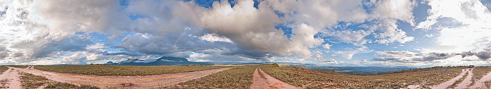 flat land, with uplands in the background