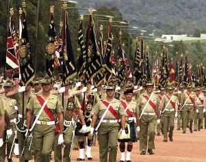 All colours of the Army were on parade for the centenary of the Army, 10 March 2001.