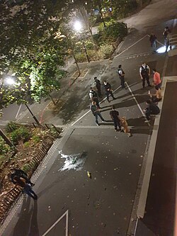 Intervention in 2020 of a police team in Courbevoie. Policemen are equipped with tasers.