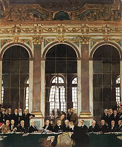 The Signing of Peace in the Hall of Mirrors, Versailles, 28 June 1919 by William Orpen