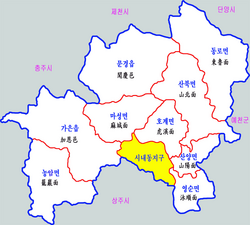 Map of Mungyeong in Korean