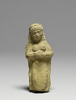 Neo-Babylonian terracotta figurine depicting a nude woman. Exhibited at the Walters Art Museum in Baltimore.