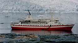 MS Explorer in Antarctica in January 1999. She sank on 23 November 2007 after hitting an iceberg.