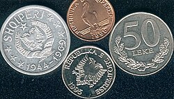 Pelican on the Albanian 1 lek coin.