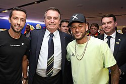 Neymar and Brazilian President Jair Bolsonaro. He supported Bolsonaro in the 2022 Brazilian general election.[640]