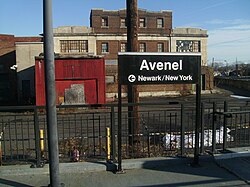 The former General Dynamics plant behind an Avenel station sign in December 2009
