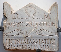 A 3rd-century funerary stele is among the earliest Christian inscriptions, written in both Greek and Latin.