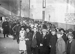 Unemployed outside a factory in Italy, October 1931