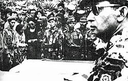 Suharto of Indonesia attending funeral of five generals slain in 30 September Movement, 2 October 1965