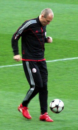 Robben prior to the UEFA Champions League match against Manchester United in April 2010