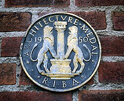 RIBA plaque on Whitla Hall, Queen's University Belfast