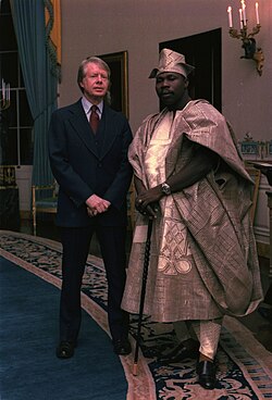 Obasanjo with U.S. president Jimmy Carter in the White House in 1977
