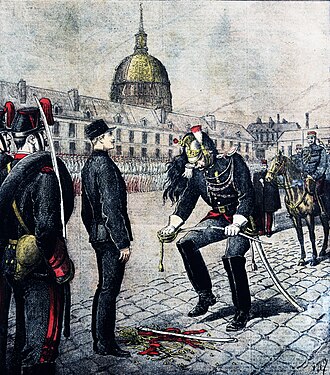 5 January 1895: Captain Alfred Dreyfus is publicly cashiered after being convicted of treason.