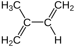 Molecular structure of isoprene.