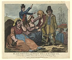 Women in Plymouth, England (Black-eyed Sue and Sweet Poll) mourning their lovers who are soon to be transported to Botany Bay (1792)