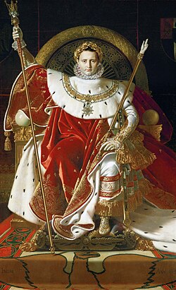 Napoleon I on his Imperial Throne by Ingres (French, 1806), oil on canvas