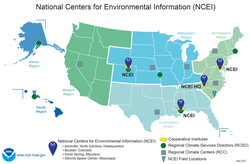 Map of NCEI Locations as of 2021