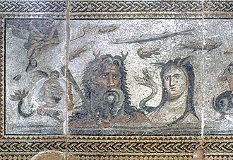 The Oceanus and Tethys mosaic in Zeugma Mosaic Museum