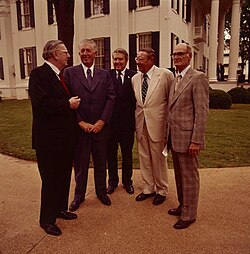 Waller (center) with other former governors of Mississippi, 1976