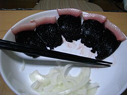 Plate of dolphin sashimi