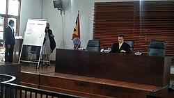 Deolindo dos Santos in the courtroom of the Tribunal