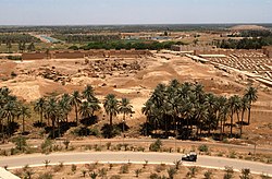 Partial view of the ruins of Babylon in modern-day Iraq