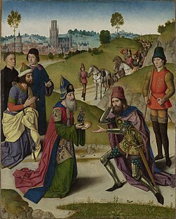 Meeting of Abraham and Melchizedek — by Dieric Bouts the Elder, 1464–67