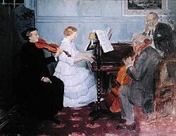 Home music-making in the 19th century; painting by Jules-Alexandre Grün.