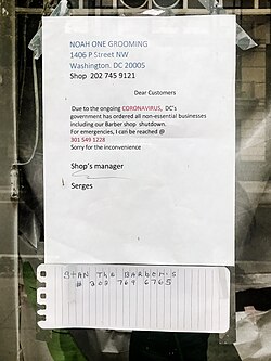 Closed barber on P St NW in Washington, DC