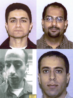 The four hijacker-pilots who deliberately crashed the planes as part of the September 11 attacks. Left to right: Mohamed Atta, Marwan al-Shehhi, Hani Hanjour, Ziad Jarrah