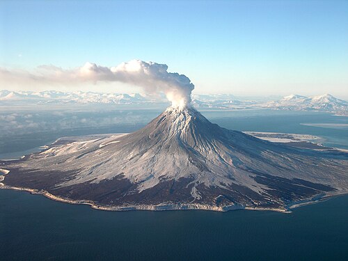 Augustine Volcano (Alaska) during its eruptive phase on January 24, 2006