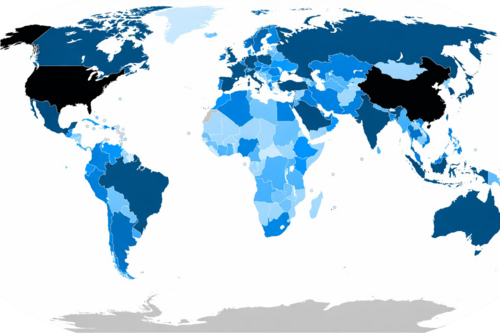 Countries by nominal GDP projected for 2026:[n 2] > $20 trillion $10–20 trillion $5–10 trillion $1–5 trillion $750 billion – $1 trillion $500–750 billion $250–500 billion $100–250 billion $50–100 billion $25–50 billion $5–25 billion < $5 billion