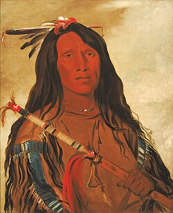 Chief Wolf-on-the-Hill (Cheyenne), portrait by George Catlin, 1832, in Fort Pierre, South Dakota