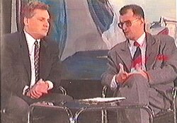 Kwaśniewski (left) on Andrzej Tadeusz Kijowski's talk show in December 1994