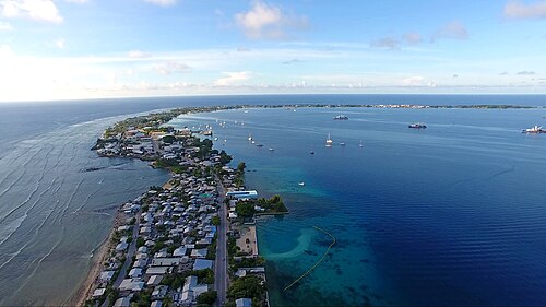 Sea level rise at the Marshall Islands, reaching the edge of a village (from the documentary One Word)