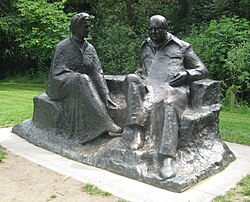 Oscar Nemon's statue of Churchill and Lady Churchill at Chartwell