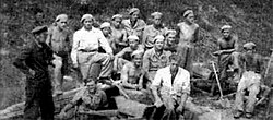 Wojtyła (second from right) in a Baudienst forced labour work crew during the occupation of Poland (1939–1945), c. 1941