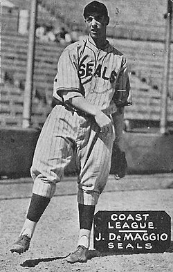 Joe DiMaggio during his time playing in the Pacific Coast League, c. 1930s