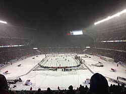 Soldier Field during the 2014 NHL Stadium Series between the Chicago Blackhawks and the Pittsburgh Penguins