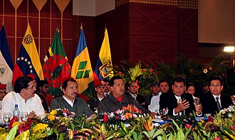 ALBA was founded by left-wing populist leaders such as Nicaraguan revolutionary Daniel Ortega, Venezuelan president Hugo Chávez, and Bolivian president Evo Morales.