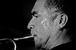 The embouchure of a trumpeter