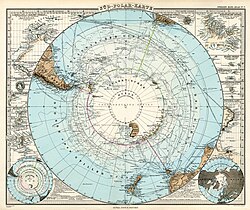 German map of the Antarctica made in 1891 by Adolf Stielers Handatlas, published by Gotha: Justus Perthes