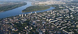 Great War Island in Belgrade, Serbia. It is located at the confluence of the Sava and Danube.