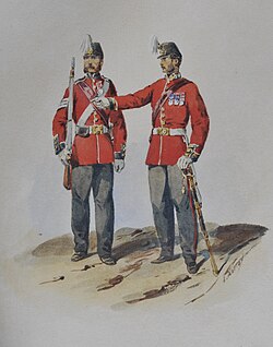 Illustration of the 1st European Bengal Fusiliers in 1850