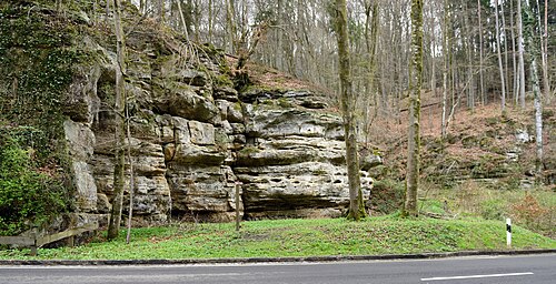 The rock shelter where the skeleton of the Loschbour man (c. 8,000 BP) was found