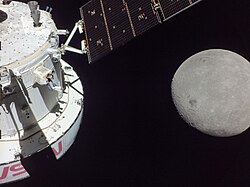 Orion and ESM approach the Moon