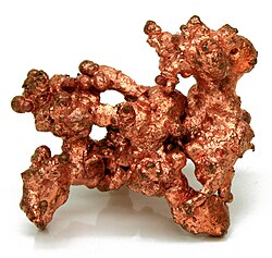 Macro of native copper about 1+1⁄2 inches (4 cm) in size