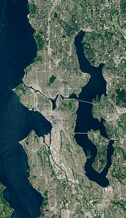 A satellite photo of Seattle in September 2018
