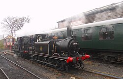 Both British Railways Class A1X No. 32678 and No. 32670 at Tenterden Town on the Kent and East Sussex Railway